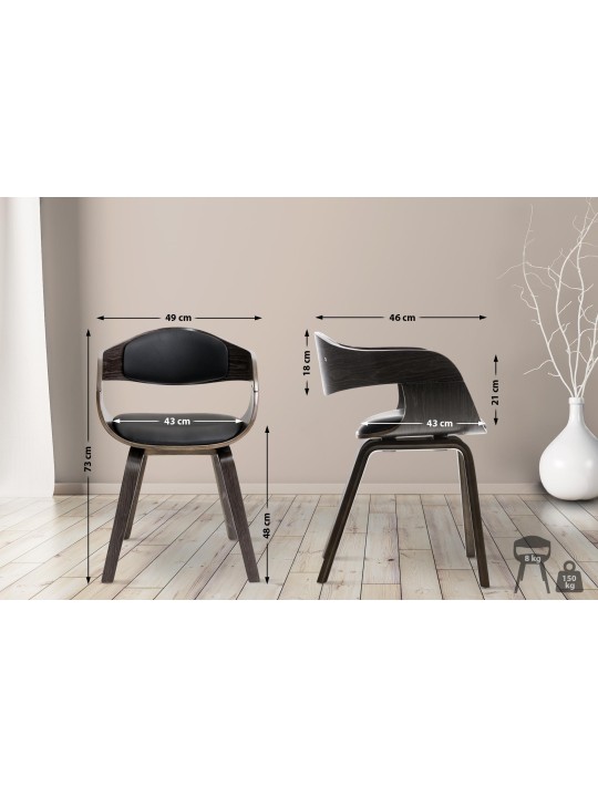 Set van 2 stoelen Kingston kunstleer, zwart/grijs