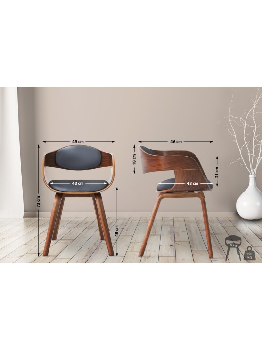 Set van 2 stoelen Kingston kunstleer, walnoot/grijs