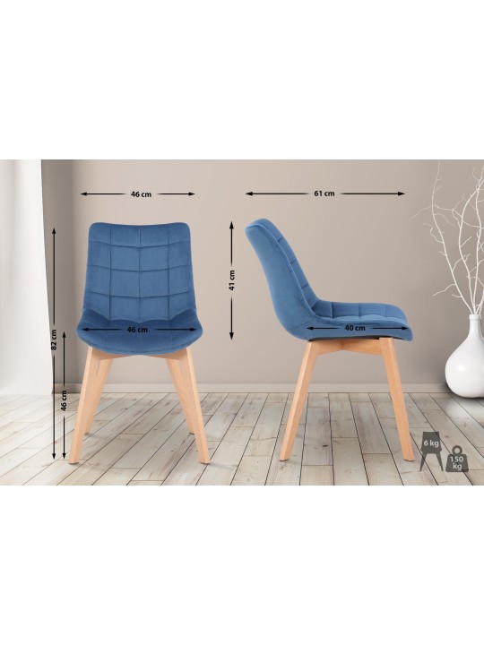 Set van 2 eetkamerstoelen Passaic fluweel, blauw