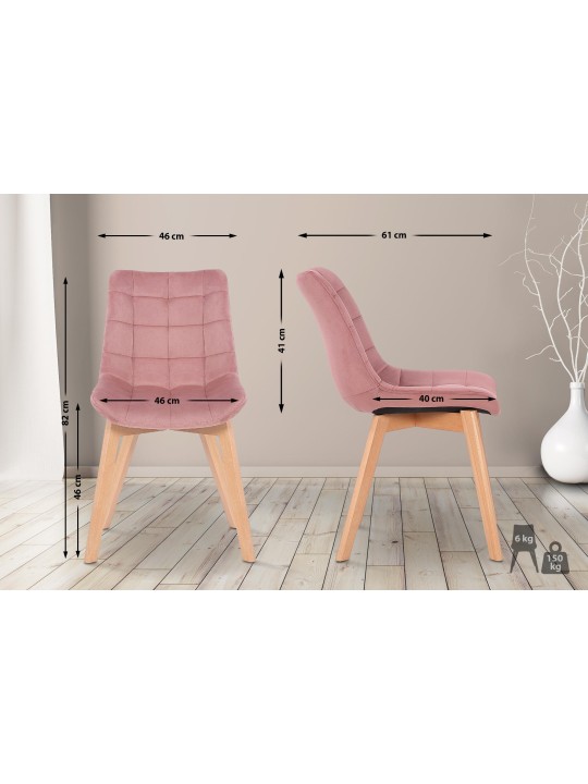 Set van 2 eetkamerstoelen Passaic fluweel, roze