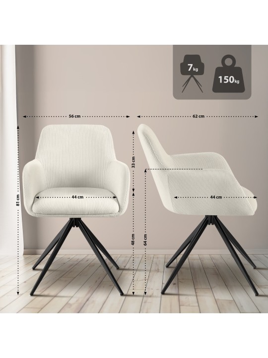 Olema Cord eetkamerstoel, crème Olema Cord eetkamerstoel, crème