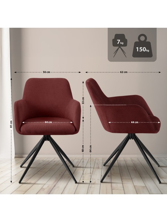 Olema Cord eetkamerstoel, bordeauxrood Olema Cord eetkamerstoel, bordeauxrood