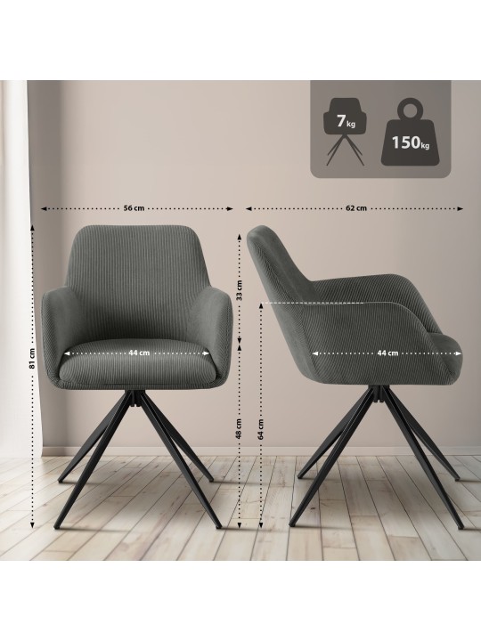 Olema Cord eetkamerstoel, grijs