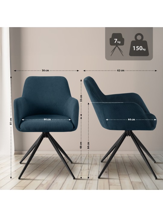 Olema Cord eetkamerstoel, blauw
