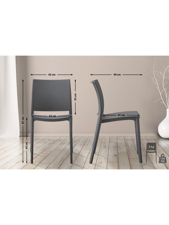 Set van 2 stoelen Meton, donkergrijs