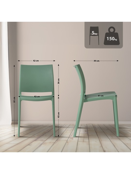 Set van 2 stoelen Meton, olijfgroen