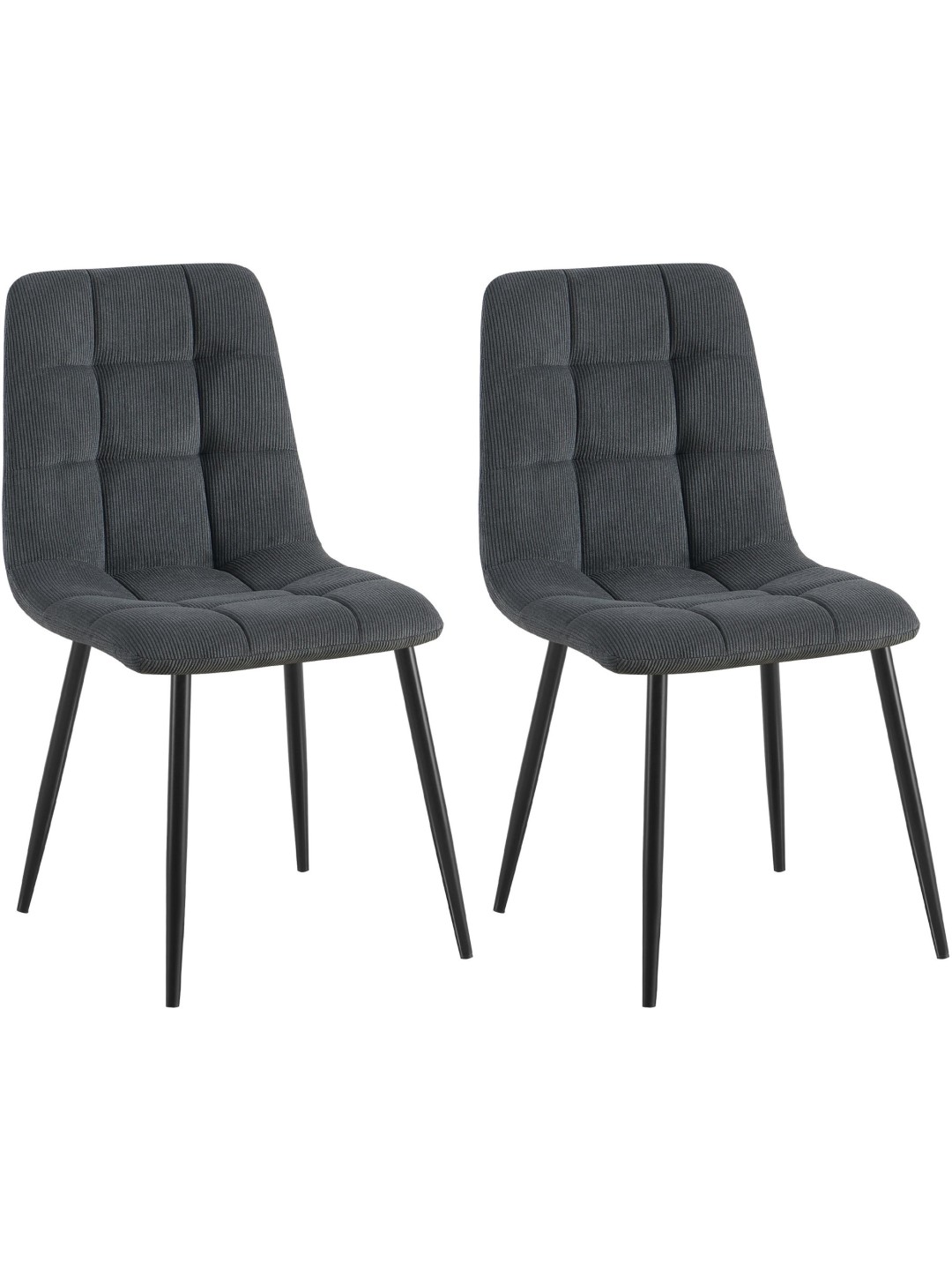 Set van 2 eetkamerstoelen Tilde Cord, zwart