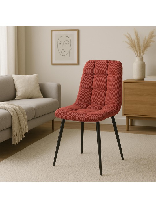 Set van 2 eetkamerstoelen Tilde Cord, bordeauxrood