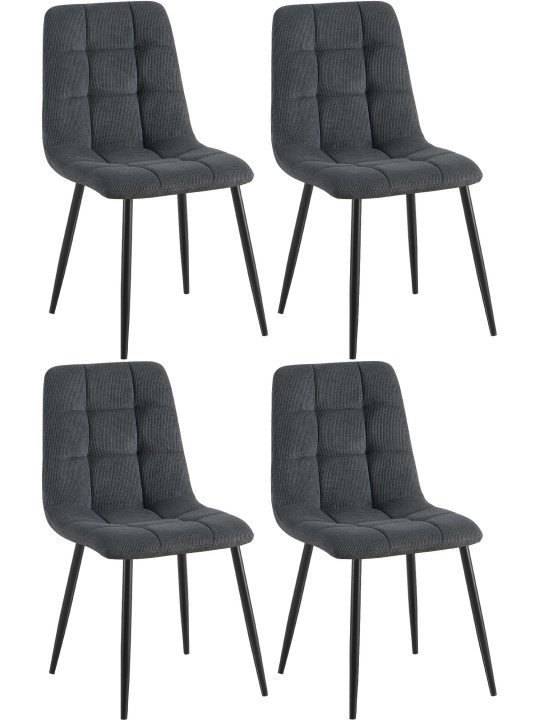 Set van 4 eetkamerstoelen Tilde Cord, zwart