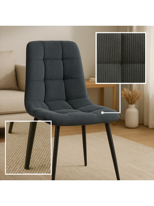 Set van 4 eetkamerstoelen Tilde Cord, zwart