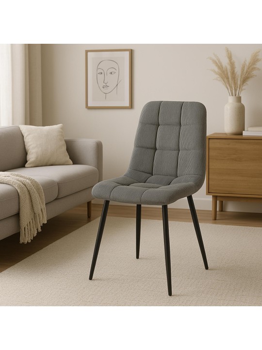 Set van 4 eetkamerstoelen Tilde Cord, grijs