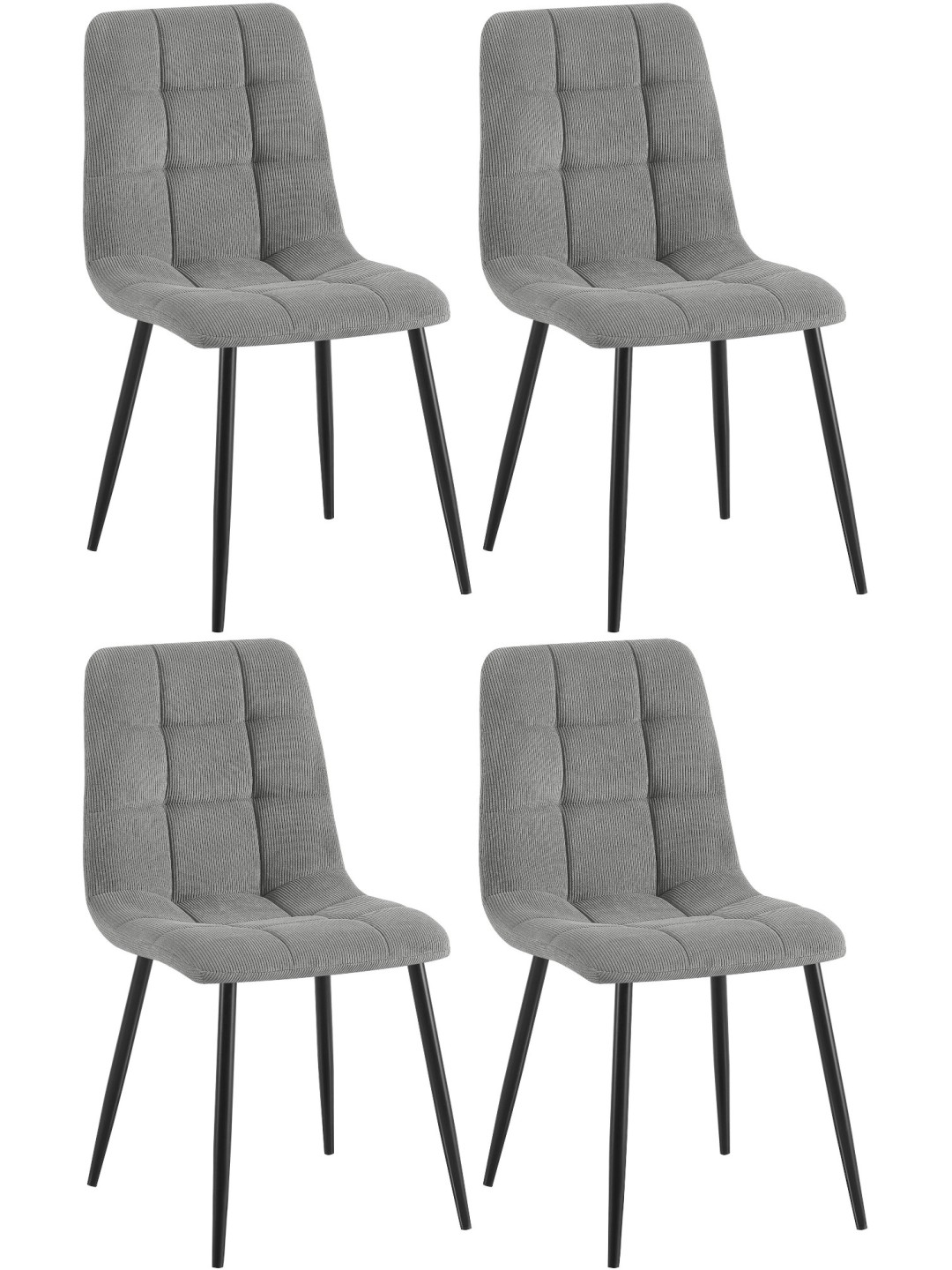 Set van 4 eetkamerstoelen Tilde Cord, grijs