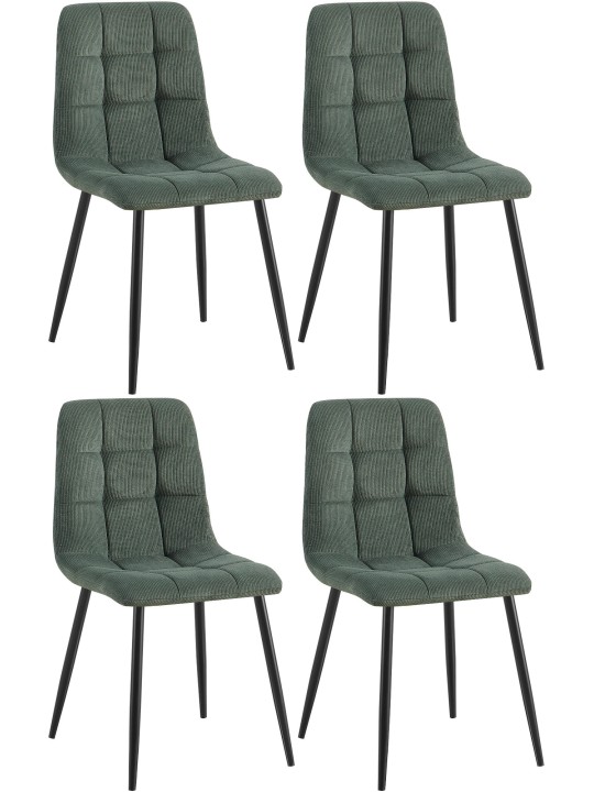 Set van 4 eetkamerstoelen Tilde Cord, groen