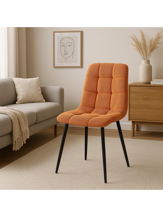 Set van 4 eetkamerstoelen Tilde Cord, oranje