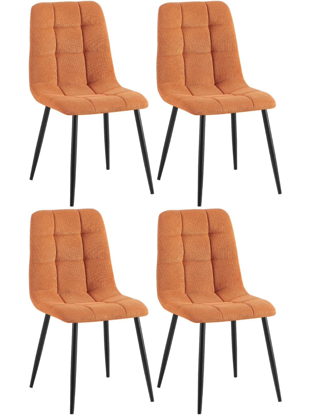 Set van 4 eetkamerstoelen Tilde Cord, oranje