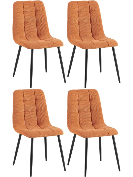 Set van 4 eetkamerstoelen Tilde Cord, oranje