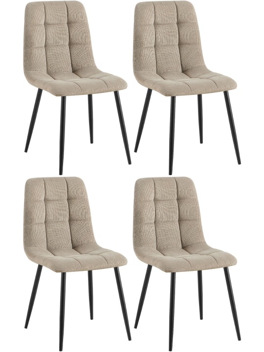 Set van 4 eetkamerstoelen Tilde Cord, taupe