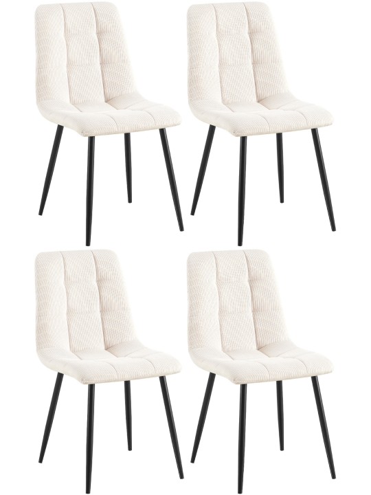 Set van 4 eetkamerstoelen Tilde Cord, crème