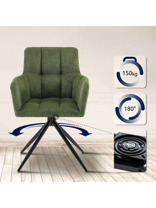 Set van 2 eetkamerstoelen Jonah stof, groen