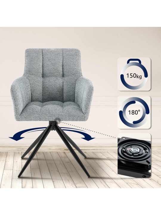 Set van 2 eetkamerstoelen Jonah stof, lichtgrijs