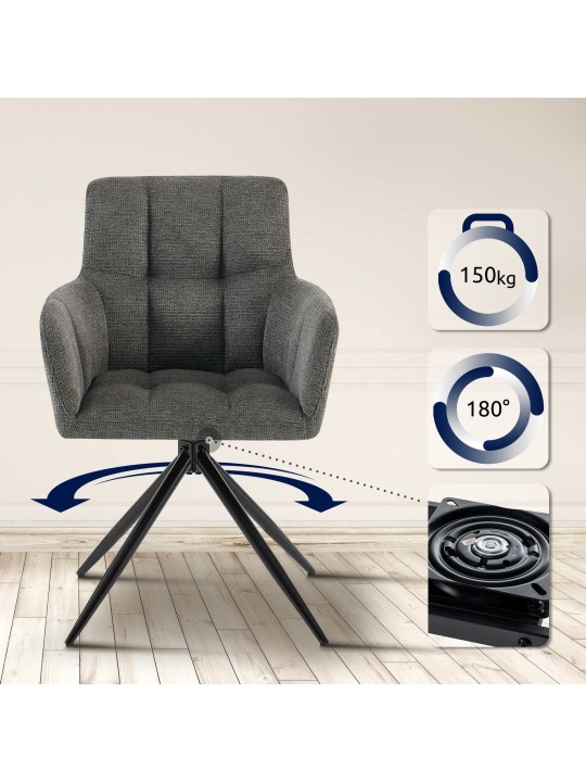 Set van 2 eetkamerstoelen Jonah stof, donkergrijs