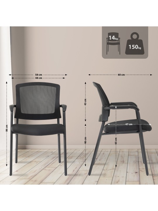 Set van 2 bezoekersstoelen Volga, zwart