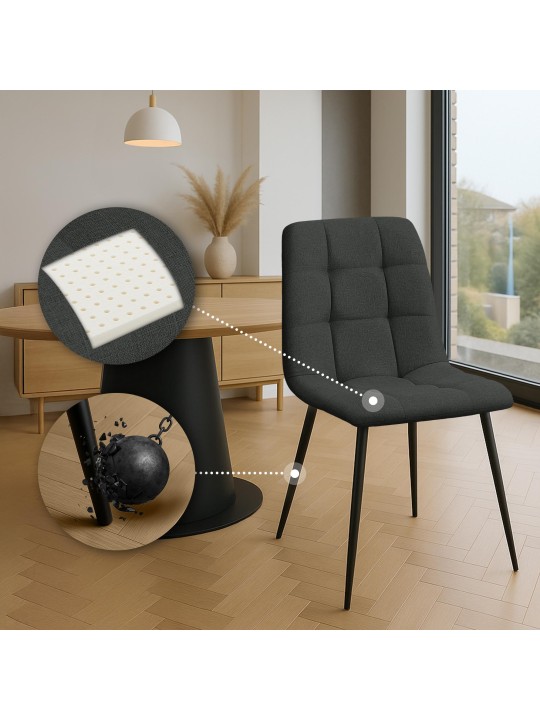 Eetkamerstoel Tilde stof, donkergrijs