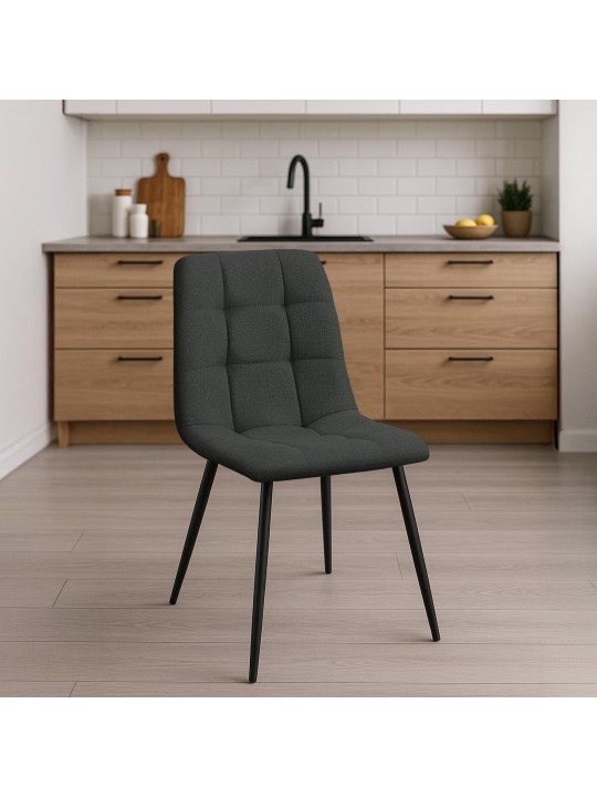 Set van 2 eetkamerstoelen Tilde stof, donkergrijs