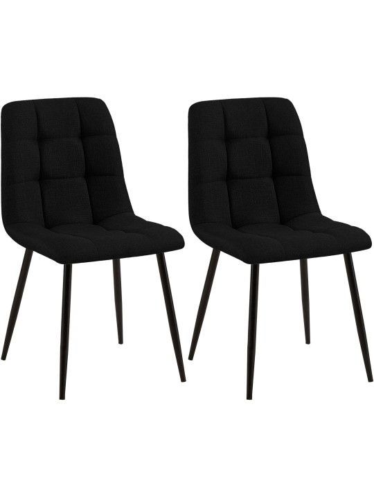 Set van 2 eetkamerstoelen Tilde stof, zwart