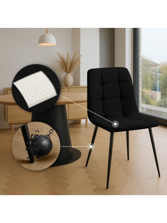 Set van 2 eetkamerstoelen Tilde stof, zwart
