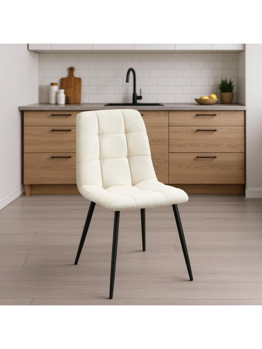 Set van 2 eetkamerstoelen Tilde stof, crème