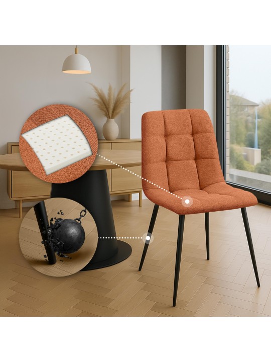 Set van 2 eetkamerstoelen Tilde stof, oranje