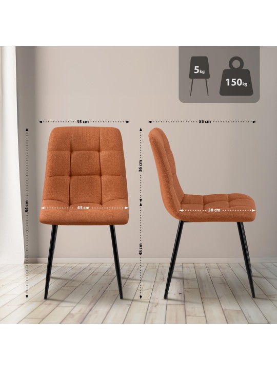 Set van 2 eetkamerstoelen Tilde stof, oranje