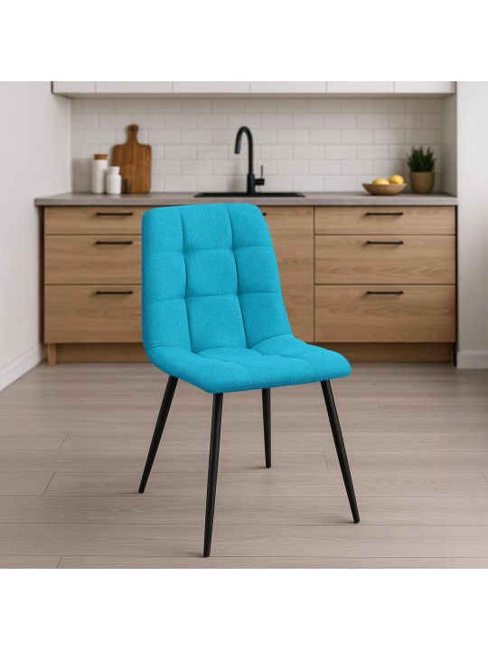 Set van 2 eetkamerstoelen Tilde stof, turquoise