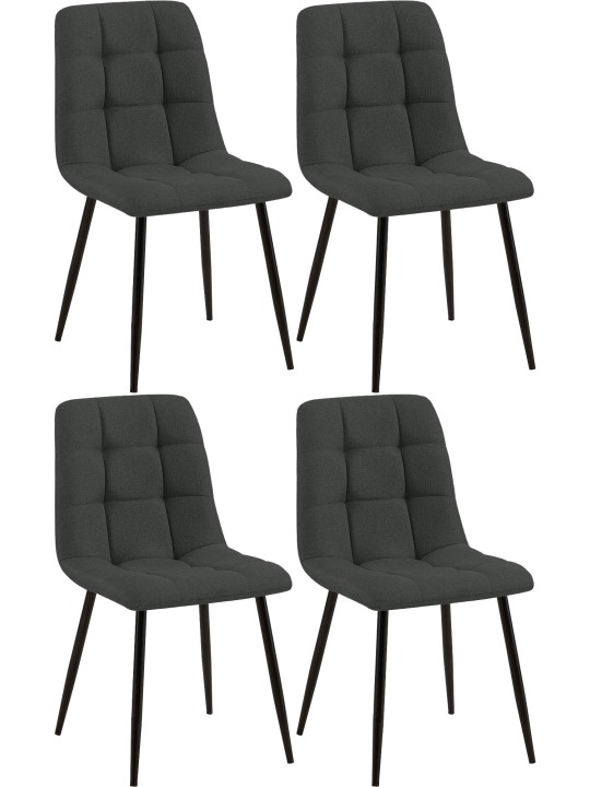 Set van 4 eetkamerstoelen Tilde stof, donkergrijs