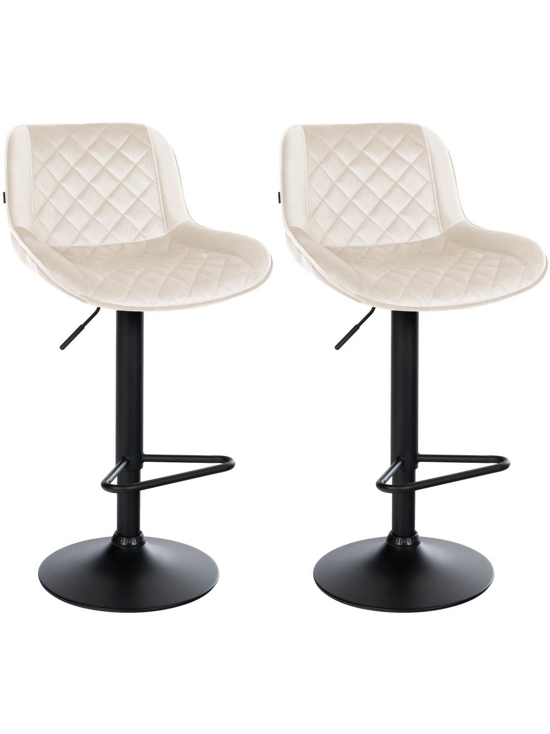 Set van 2 barkrukken Kasson fluweel, crème