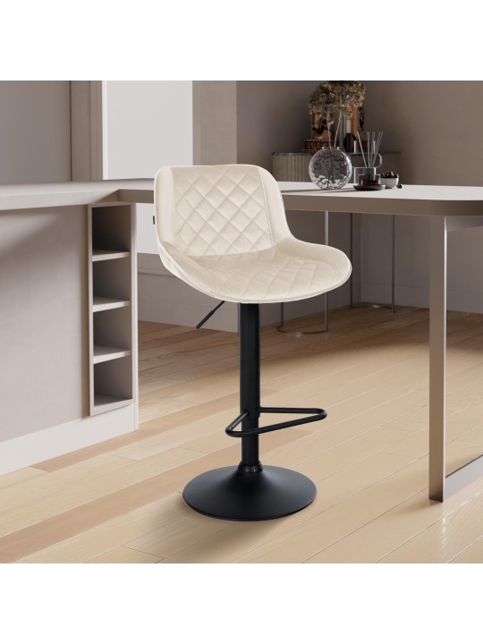 Set van 2 barkrukken Kasson fluweel, crème