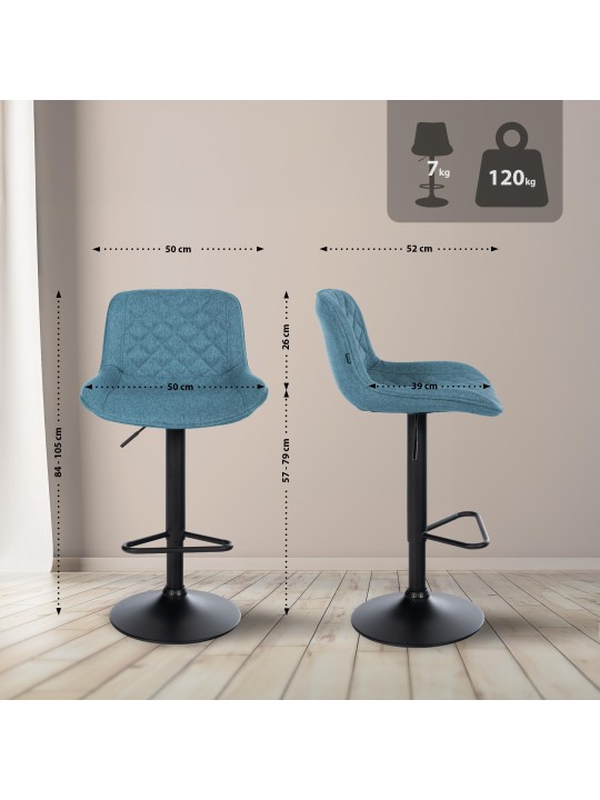 Set van 2 barkrukken Kasson stof, blauw