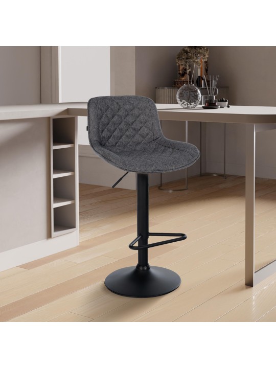 Set van 2 barkrukken Kasson stof, zwart