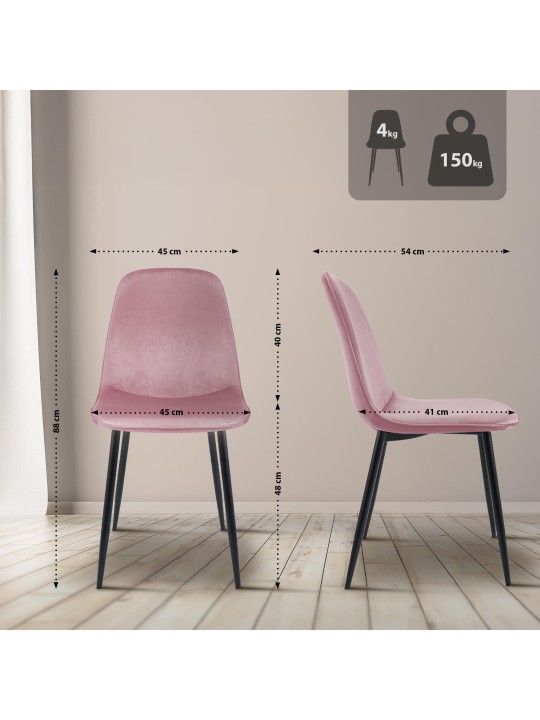 Maryam fluwelen eetkamerstoel, roze