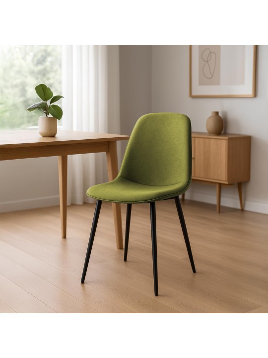 Set van 4 eetkamerstoelen Maryam stof, groen Set van 4 eetkamerstoelen Maryam stof, groen