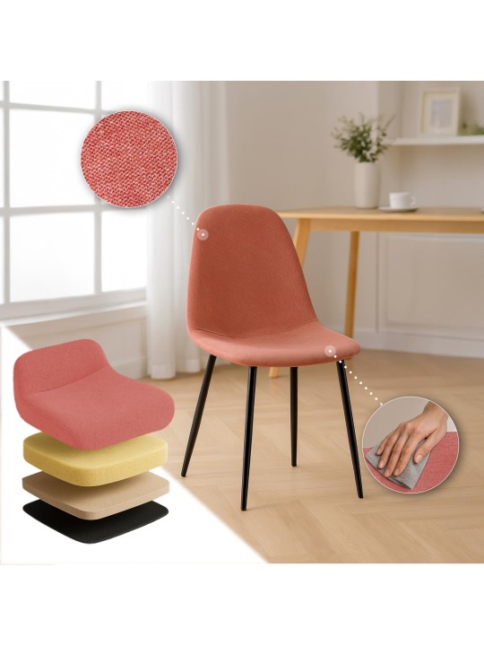 Eetkamerstoel Napier stof, oranje Eetkamerstoel Napier stof, oranje