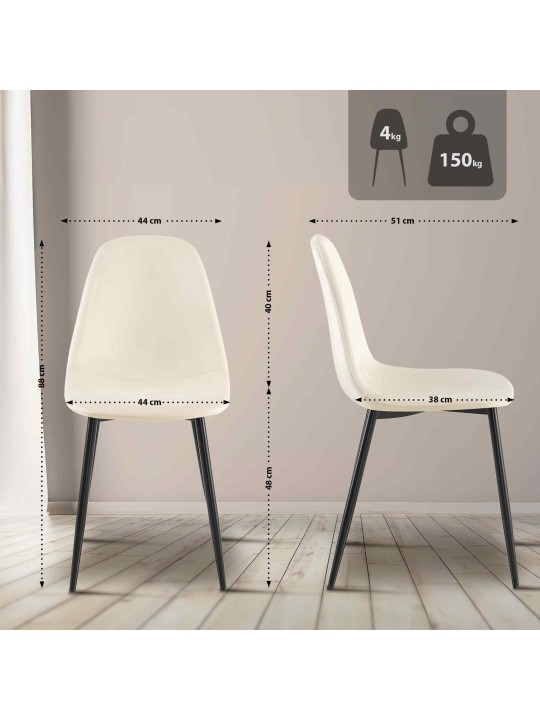 Napier fluwelen eetkamerstoel, crème Napier fluwelen eetkamerstoel, crème