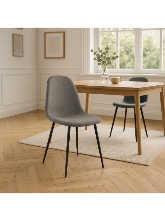 Napier vintage kunstleer eetkamerstoel, donkergrijs Napier vintage kunstleer eetkamerstoel, donkergrijs