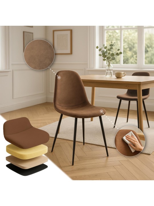 Set van 4 eetkamerstoelen Napier kunstleer, bruin
