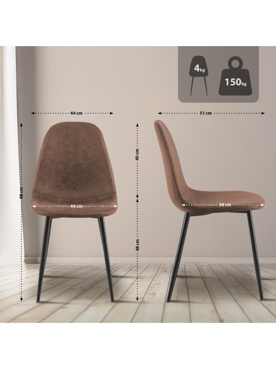 Set van 4 eetkamerstoelen Napier kunstleer, bruin