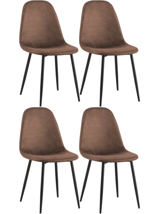 Set van 4 eetkamerstoelen Napier kunstleer, bruin