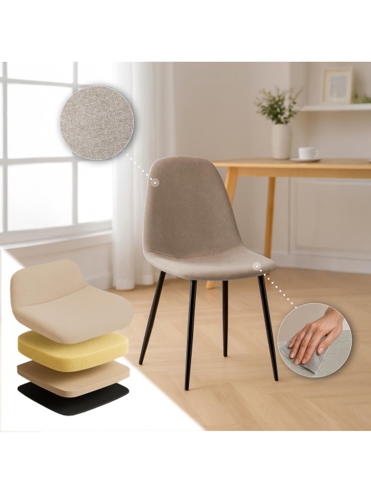 Set van 4 eetkamerstoelen Napier stof, crème