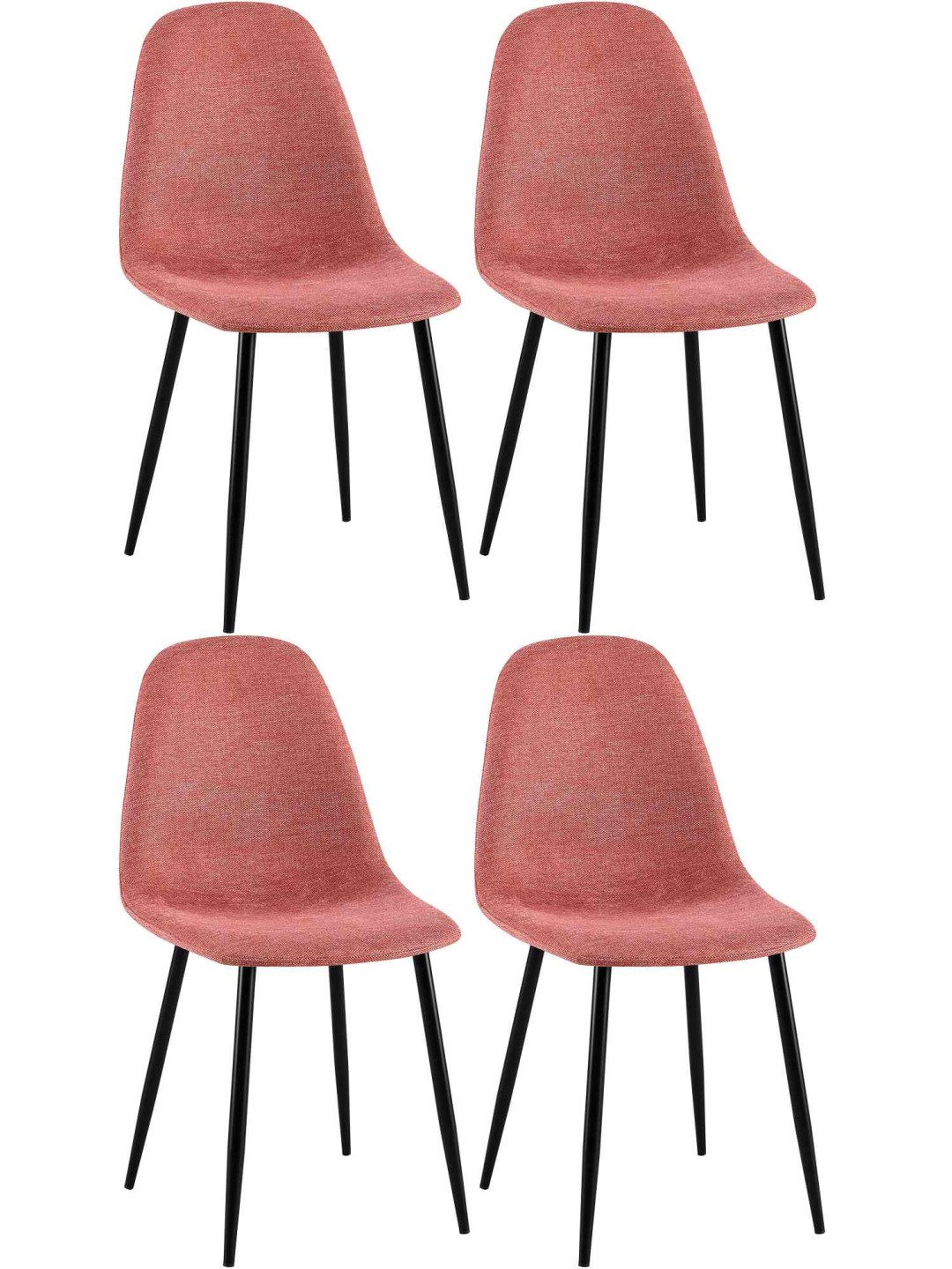 Set van 4 eetkamerstoelen Napier stof, oranje