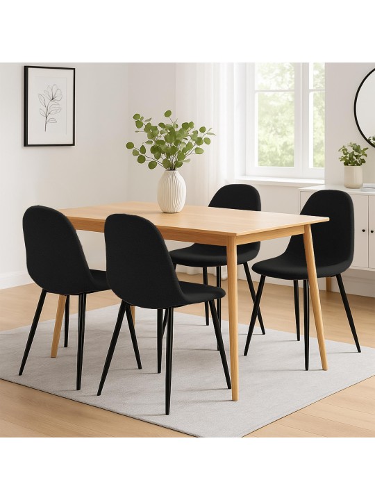 Set van 4 eetkamerstoelen Napier stof, zwart